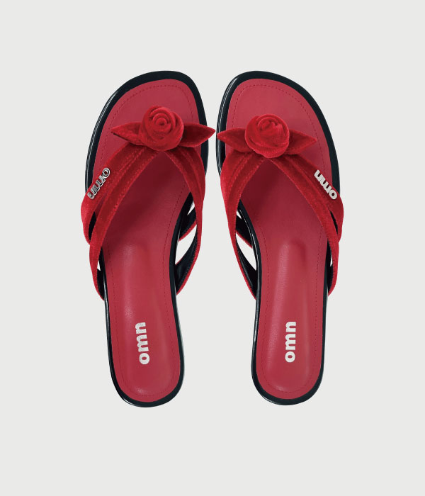 omn rose velvet sandal [red]  5월 30일 순차발송